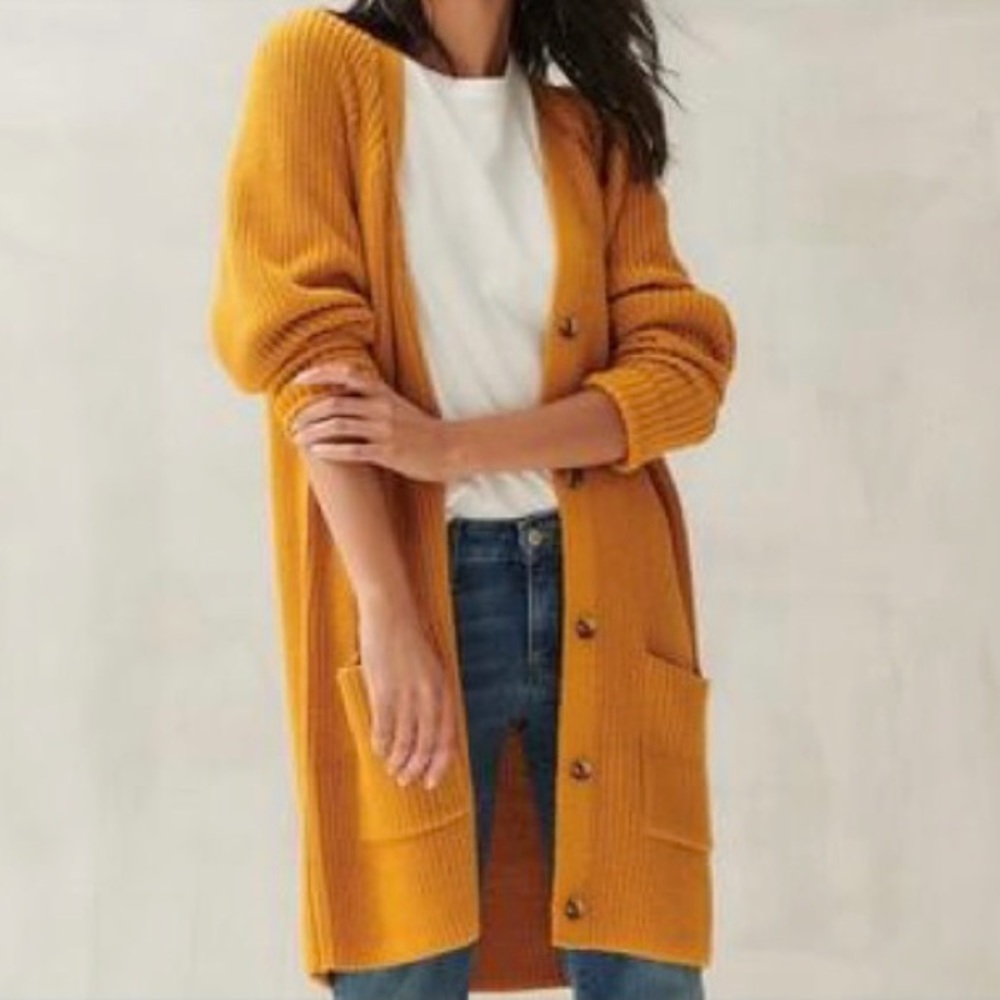 Lucky Brand Traveling Rib Long Cardigan Sz L